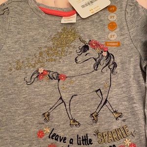 NWT 2T Unicorn Ruffle shirt